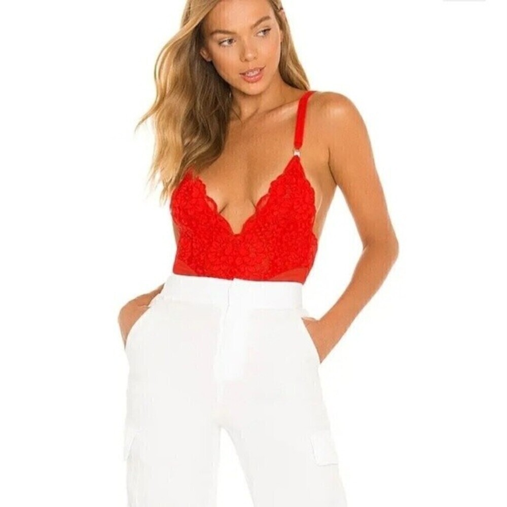 Free People We Are HAH Cheap And Cheerful Bodysuit Red Women's Small Revolve - Picture 5 of 13